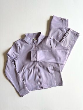 Girls Ribbed Activewear Jacket and Legging Set Lavender Size 10/12 All in Motion